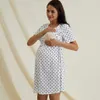 Vêtements de maternité Femmes Allaitement Maternité Chemises de nuit Vêtements d'allaitement Robe à manches courtes Pyjamas de grossesse 2021 Été Nouveau Q0713