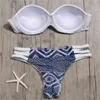 Sexy Massief Bikini Patchwork Badpak Vrouwen Kant Scallop Edge Bandeau Set Badmode Vrouwelijke Zomer Badpakken 210625