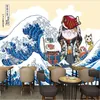 Klassieke Ukiyo-e Style Wall Paper Handgeschilderde Japanse Restaurant Sushi Store Industrial Decor 3D Mural Wallpaper