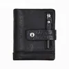 Män Short Organizer Wallet Solid Color Hasp Mini Wallets Mens Väskor Partihandel Kreditkort Äkta Läder Svart / Röd / Grå Q75X40