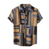 Męskie koszule w stylu vintage nadruku letnia moda męska workowate plaża hawajska krótkie guziki retro topy koszuli Camisas 5