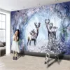 3d nowoczesna tapeta sika jelenie w marzycielskim kwiatowym lesie Wykwintne malarstwo mural salon sypialnia home poprawa tapety