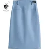 Fansilanen Kontor Kvinnor Hög midja Straight Hip Skirt Mid-Length A-Line Half-Long Summer Woman S 210607