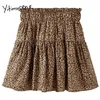 Yitimuceng Leopard юбка женское кружево Урожай Мини высокая талия A-Line твердая одежда летняя корейская мода юбки 210601