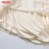 Tangada Women Beige Lace Embroidery Romantic Dress Sleeveless Females Long Dresses Vestidos 6H79 210609