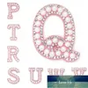Craft Tools White Pearl Pink Rhinestone Sparkle Letter Patches Alfabet Broderi Kläder