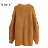 Zevity女性レジャークロスVネックソリッドカラーボウTied Knittingセーターコートレディース長袖カジュアルキモノシックトップスS444 210603