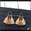 & Chandelier Drop Delivery 2021 Women Ethnic Style Bohemian Prsonality Bronze Long Tassel Dangle Pendant Fashion Creative Earrings Jewelry Sg