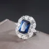 Knquen 100% 925 Sterling Silver Sapphire Gemstone Zaręczyny ślubne Moissanite Lab Diamenty Pierścień Prezent Fine Jewelry Dla Kobiet