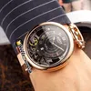 46mm bovet 1822 Tourbillon Amadeo Fleurie tittar på automatiska män Titta på PVD Black Steel Case Roman Markers Skeleton Dial Leather ST283S