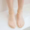 Girls Socks Lace Flowers Summer Thin Mesh White Pink Princess Sock Elastic Cute Kids Crystal Non-Slip Breathable Ankle Sock 211028