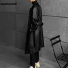 Mauroicardi Spring Long Black Oversized Lederen Trench Coat Mannen Drop Schouder Lange Mouw Belt Faux Leathe Jassen Voor Heren 211008