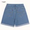 Summer Fashion Women Hemming Blue Boyfriend Style Women's Short Pants Lose Denim Streetwear Shorts 210611