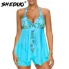 Sexy Swimsuit Mulheres Verão Beachwear Halter Lace Swimwear Banheira Ternos Bodysuit Plus Size Floral 5XL 210630
