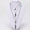 Fashion Boho Multilayer Feather Charm Necklaces Beads Maxi Necklace Jewelry