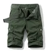 2020 Mens Militär Cargo Shorts Sommar Armé Green Bomull Shorts Män Lossa Multi-Pocket Shorts Homme Casual Bermuda Byxor X0601