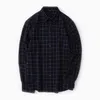Plaid Black Spring 100%Cotton Shirts For Men Blouse Casual Shirt Long Sleeve Vintage Clothes Flannel Checkered Men's