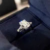 Anello a fascia punk con ciondolo in argento S925 con diamante a forma di rettangolo per il regalo di gioielli di fidanzamento da donna con timbro PS2022