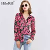 Casual Blouse Women Floral Print Turn Down Collar Shirt Långärmad Office Blouses Plus Size Tops Chemisier Femme 210508