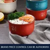 Cor 304 Tigela de Aço Inoxidável Dupla Contentor Anti-escaldível Recipiente Coreano Salada de Arroz Bacia Ramen Instant Noodle Soup Tigela Metal