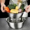 3 i 1 vegetabilisk slicer cutter avloppskorg kök verktyg rostfritt stål grönsaker Julienne Grater Salad Maker Bowl