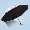 Striped Dog Paraplu Pocket Paraplu drie vouwen verse feeststreak honden parasol zonnige regenachtige roze paraplu's vrouwen 210401