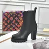 Bottes martin à talons épais en cuir pour femmes, design de marque classique, à la mode, de luxe, de styliste