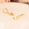 18 K Giallo Gold Gold GP GP a cinque punte Star Dangle Chandelier Orecchini Donne / Girl, amore Gioielli Trendy Medio Oriente Starfish regalo