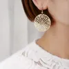 Pendientes Huggie de aro con círculo hueco para mujer, regalo de moda, estilo nacional, joyería DIY para mujer, 2021