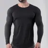 Dry Fit Kompresja Koszula Mężczyźni Fitness Długie Rękawy Koszula Koszula Mężczyźni Gym T Koszulka Football Jersey Sportswear Casual T-shirt Topy 210515