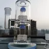 Tubi a doppio strato da 11,4 pollici con filtro per pipa ad acqua in vetro azzurro Bong Narghilè Tubi Bong Ciotola da 18 mm