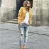 Automne Crop Veste Femmes Coréen Petit Ami Cape Mode Bouton Costume À Manches Longues Jaune Femme Casual Femme 210428