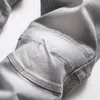 Calças de brim dos homens cinzentos jeans primavera Outono Stitching Stretch Cowboy Calças Europeia e Americana Estilo Slim Fit Calças