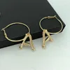 Hoop Huggie Totasally Mode Golden Alloy A-Z 26 Bamboeitaart Oorbellen Alfabet Oor Pendientes Iniales Brief