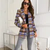 Women Blazer Casual Long Sleeve Slim Jackets Blazers Autumn Office Suit Striped Coat Cardigan Formal Femme Coats 210930