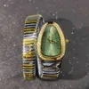 Missfox Snake Head Woman Polshorloge Goud en Zilveren Armband Horloges Dame Groene Dial Diamond Fashion Party Dames Quartz Horloges