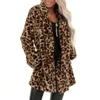 Mulher feminina mistura mulheres leopardo imprimir faux peles plus size casaco luxo lapela solta espessura quente sobretudo feminino outwear outwear ja