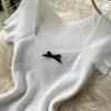 White Knit Dress Women Summer Square Collar Short Sleeve Mini Sweet Girls Bow Decoration Slim A-line Party es 210603