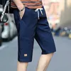 Koreaanse mode zomer broek mannen skinny casual katoenen shorts mannelijke bermudas trekkoord knielengte kleding 210714