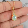 Boho Female Oval Opal Pendant Necklace Rose Gold Silver Color Chain Necklaces For Women Charm Crystal Pineapple Wedding Jewelry8896663