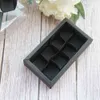 Scatola di carta di cioccolato nera da 16 * 8,2 * 4 cm 10 set con finestra in PVC come confezione di caramelle di compleanno di Natale per matrimoni 210402