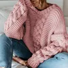 Women's Sweaters 2021 Autumn Twist Women Winter Warm Long Sleeve Solid Knitted Sweater Casual V Neck Loose Oversized Ladies Pullovers