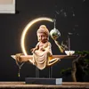 Modern Buddha Incense Burner Ceramic Waterfall Backflow Hanging Lotus Smoke Fountain Insensario Home Decor EF50XL Fragrance Lamps241G