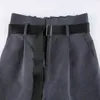 Calças de carga feminina moda solta bolso de bolso de bolso feminino Hip Pop Long Troushers com cinto para a primavera Summer 210524