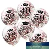 5 sztuk 12-calowe Konfetti Balony Latex Rose Gold Birthday Balony 18 21 30 40 50 lat rocznicowe dekoracje weselne