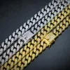 16-24inch diamond zircon cuban link chain Nekclace hip hop jewelry set 18k gold Diamond Buckle link chains Necklaces for men will and sandy drop ship service
