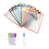 Storage Bags 10pcs/set Resuable Erase Pocket Reusable Sleeves Kid Write Wipe Tool Pock With Pen Holder Home Supplies