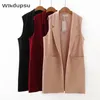 Trendy Long Sleeveless Vest For Women Korean Style Spring Summer Womens Quilted Vests Waistcoat Outwear Tops Oversize Women's