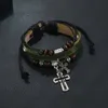 Men Women Punk Handmade Fashion Leather Rope Cross Braided Beaded Charm Bracelets Party Club Bangle Jewelry