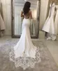 Büyüleyici Derin V Yaka Mermaid Gelinlik 2022 Cap Sleeve Dantel Aplikler Backless Örgün Saten Gelinlikler Uzun Sweep Tren Resepsiyon Boho Beach Gelin Elbise